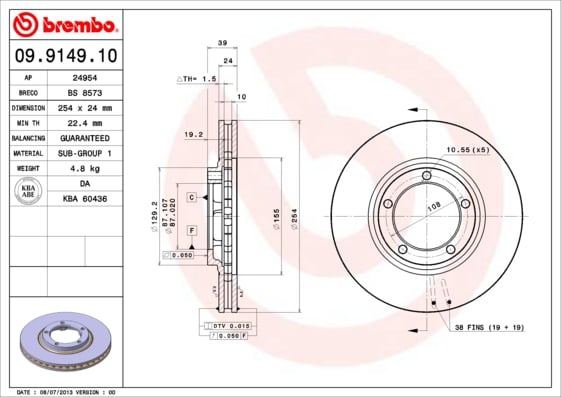 Set (2x) Remschijven voorzijde Brembo premium voor Mitsubishi L 300 type 3 Open Laadbak/ Chassis 2.5 Td 