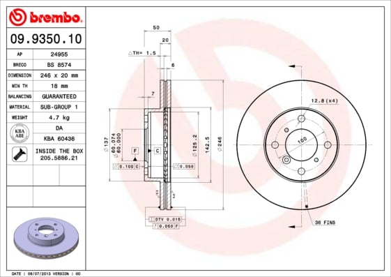 Set (2x) Remschijven voorzijde Brembo premium voor Suzuki Liana 1.6 4wd 