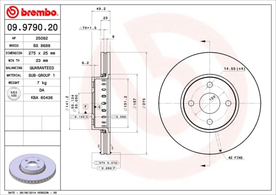 Set (2x) Remschijven voorzijde Brembo premium voor Toyota Corolla Stationwagen 2.0 D-4d 