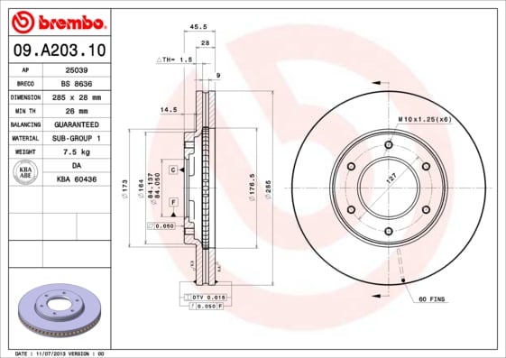 Set (2x) Remschijven voorzijde Brembo premium voor Toyota Hiace / Commuter type 5 Bus 3.0 D