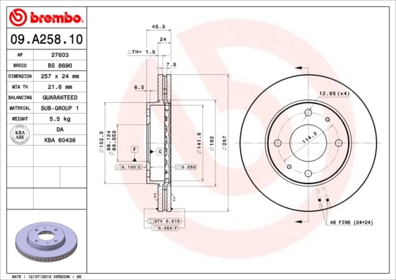 Set (2x) Remschijven voorzijde Brembo premium voor Hyundai Lantra type 2 2.0 16v