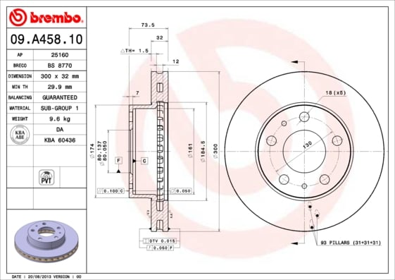 Set (2x) Remschijven voorzijde Brembo premium voor Fiat Ducato Bus 160 Multijet 3,0 D