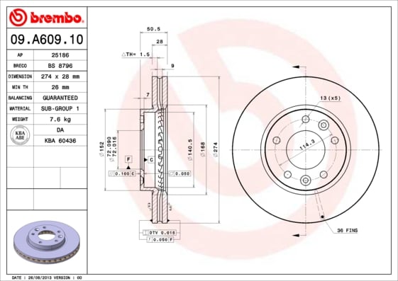 Set (2x) Remschijven voorzijde Brembo premium voor Kia Carnival type 2 3.5