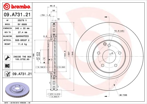 Set (2x) Remschijven voorzijde Brembo premium voor Mercedes-benz C-klasse (w203) C 320 Cdi (203.020)