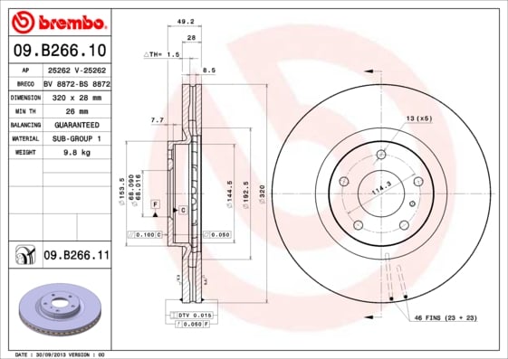 Set (2x) Remschijven voorzijde Brembo premium voor Nissan Murano type 2 2.5