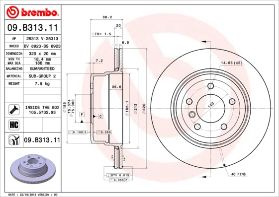 Set (2x) Remschijven achterzijde Brembo premium voor Bmw 5 (e60) 530 D Xdrive