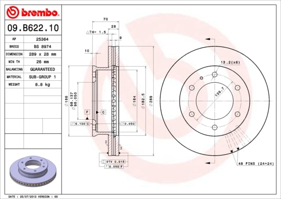 Set (2x) Remschijven voorzijde Brembo premium voor Mazda B-serie 2.5 Td 4wd