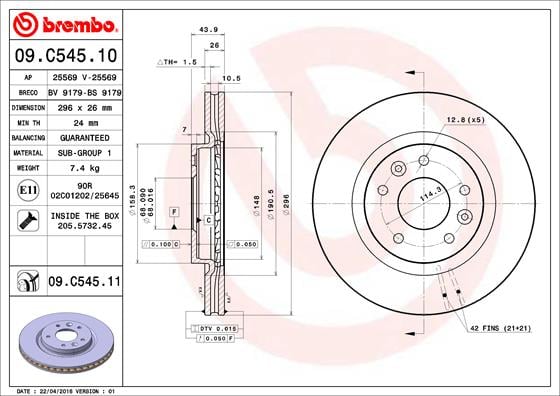 Set (2x) Remschijven voorzijde Brembo premium voor Nissan Qashqai type 2 2.0 All Mode 4x4-i 