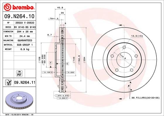 Set (2x) Remschijven voorzijde Brembo premium voor Citroen C4 Aircross 2.0 AWC