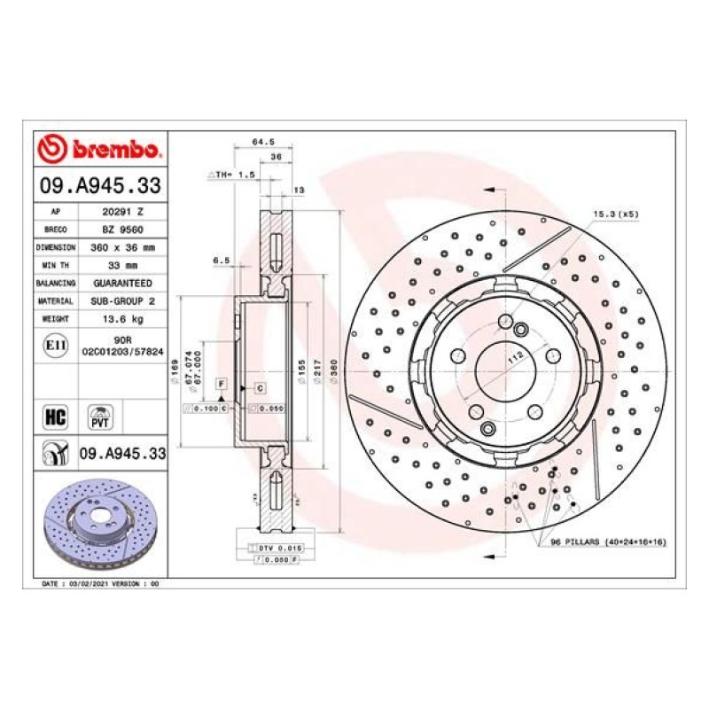 Remschijven Vooras Brembo Premium