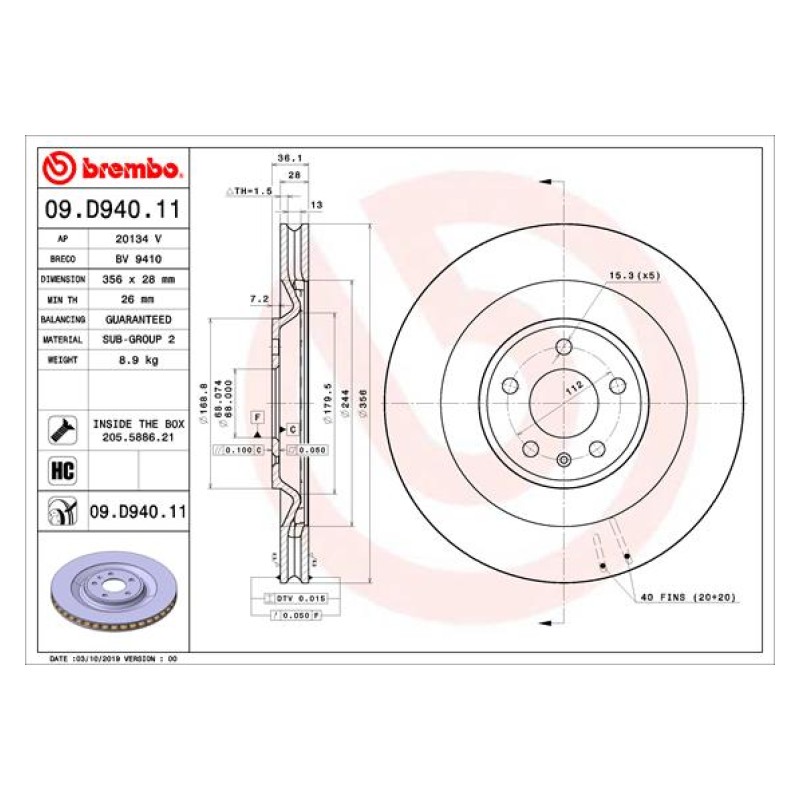 Remschijven Achteras Brembo Premium